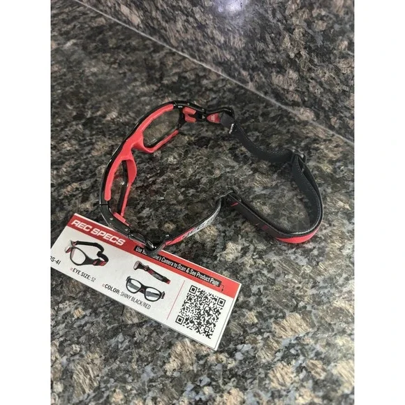 Rec Specs Athletic Goggles Frames RS-41. Red Black. New With Strap